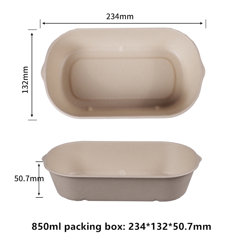 Boîte d'emballage compostable sans PFAS de 850 ml, conteneurs à emporter, conteneurs alimentaires jetables, boîte à aliments à emporter, boîte à gâteaux biodégradable, bagasse à clapet