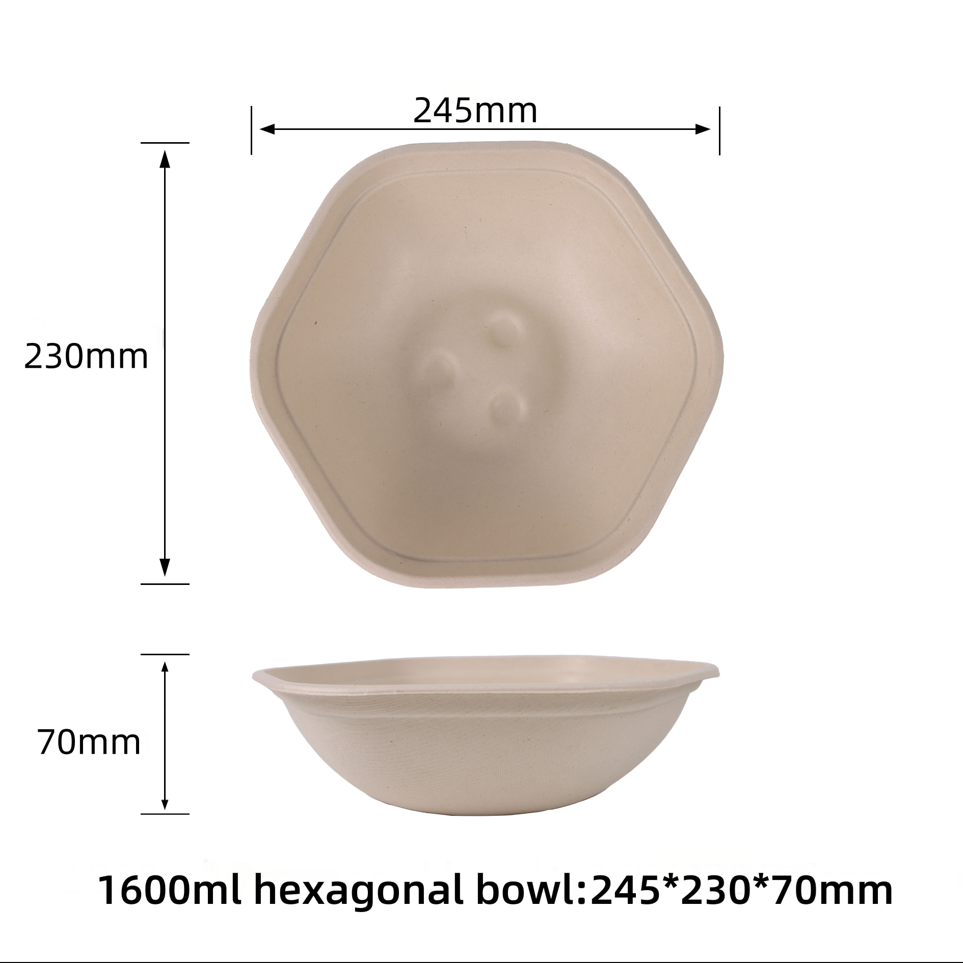 1600 Ml Sugarcane Bagasse Compostable Hexagon Bowls For Takeout - SINCERE