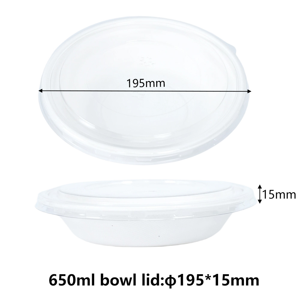 Couvercle transparent recyclable en PET pour bols en bagasse de 650 ml - SINCERE