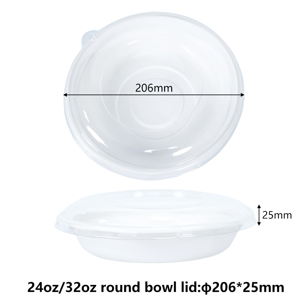 Bol rond en bagasse de canne à sucre 24/32 oz avec couvercles en plastique PET - SINCERE