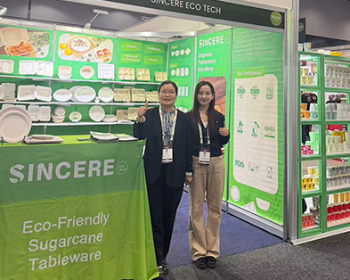 Sincere Eco Tech Shines at the Fine food exhibition. Sugarcane pulp environmentally friendly tableware attracts widespread attention